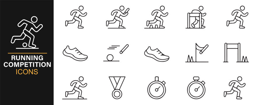 Vector symbol pack for athletic races, sprinting, and competition themes