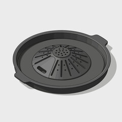 Modern Dark Gray Steamer Lid Design Isolated on Light Gray Background