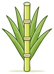 Obraz premium Isolated Sugarcane Stalk with Green Leaves Simple Vector Cartoon Illustration