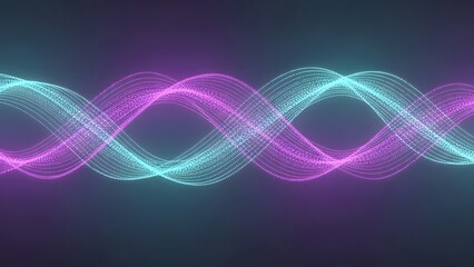 Abstract neon waves of turquoise and magenta intertwine creating a dynamic visual display