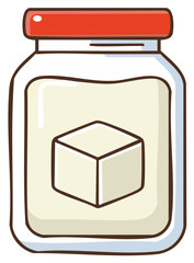 Fototapeta premium Cute Jar with Creamy Content and Cube Icon