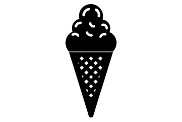 Ice cream cone silhouette vector, ice cream cone icon black symbol

