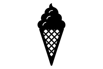 Ice cream cone silhouette vector, ice cream cone icon black symbol

