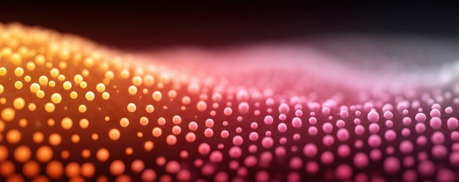 Vibrant abstract dot pattern background with glowing gradient lights in orange, pink, and purple