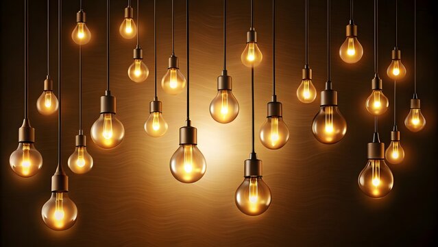A warm arrangement of vintage edison bulbs hanging from dark cords illuminates warmly - Powered by Adobe