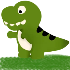 Selbstklebende Fototapeten Dinosaurier Cute Green Cartoon Dinosaur Standing on Grass  © NurAulia