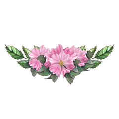 watercolor wreath with pink flowers, illustration for dishes, decor, textiles, stationery, invitations