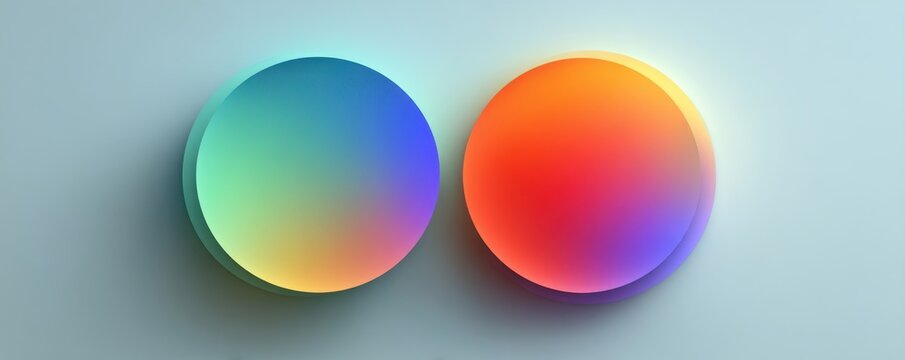 Two gradient circles with soft glow and blur effect in vibrant color tones