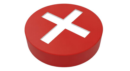 3D red stop button icon representing error, failure, refusal, or wrong choice isolated PNG with Transparent Background