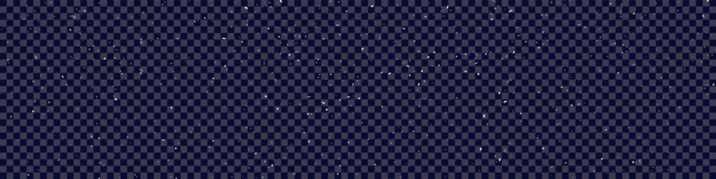 Starry night sky backdrop glowing stars on transparent background for night scenes, cosmic designs, astronomy themes, banners, graphic projects, website. Snow backdrop