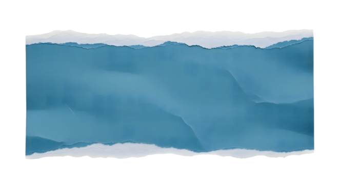 Torn blue paper piece with ripped edges isolated on transparent background