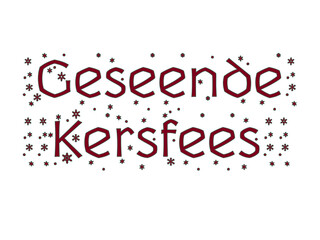 Black and white Christmas tree with the words Geseende Kersfees written in Afrikaans