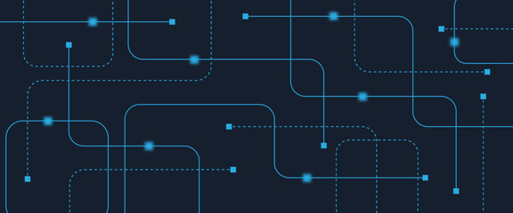 Abstract digital AI circuit board background with tech icons. Digital technology motherboard texture design. Engineering circuit board concept for poster, header, banner, website, presentation