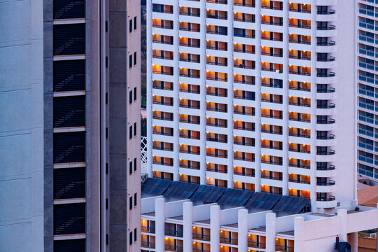 Geometric Hotel Facades and Rooftop Solar Panels