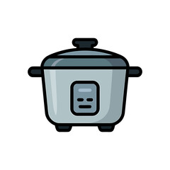 Rice cooker Icon on White Background Vector Art Illustration on white background.