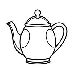 Antique porcelain teapot on white isolated background for hot breakfast drink