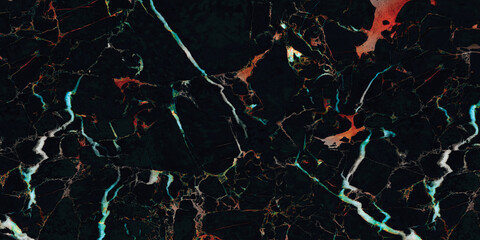 Black marble texture with elegant orange veins, natural stone pattern for luxury interior design,...