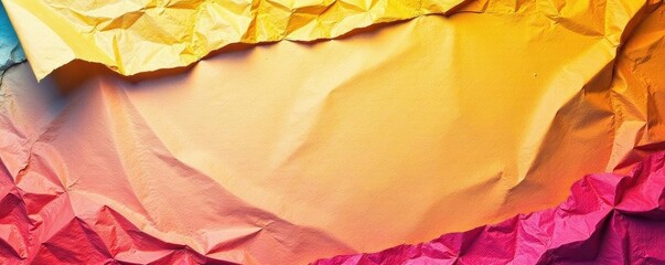 Crumpled, ripped poster; blank, grunge aesthetic; deep creases, worn edges , faded, poster