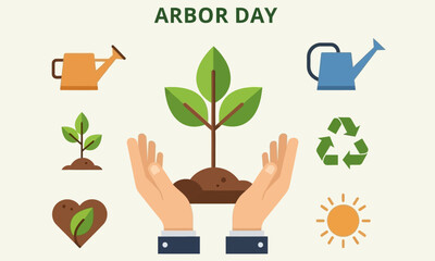 Arbor Day celebration with tree planting and environmental care.