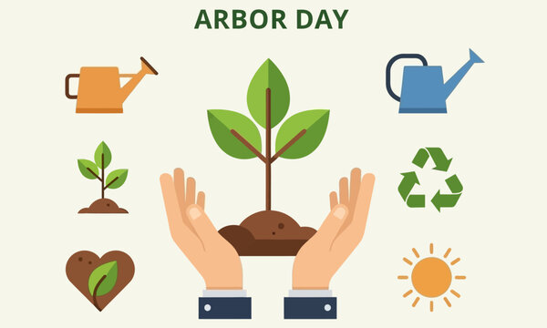 Arbor Day celebration with tree planting and environmental care.