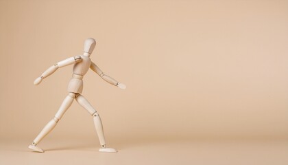 wooden mannequin walking
