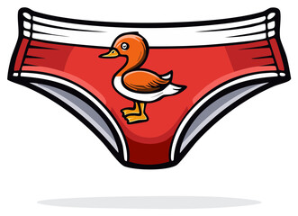 Cartoon Style Underwear with Duck Illustration Humorous Fashion Apparel