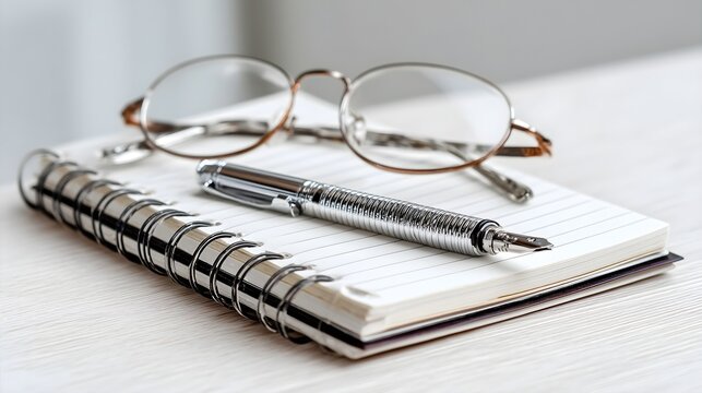 Pen Notebook Glasses Stilllife