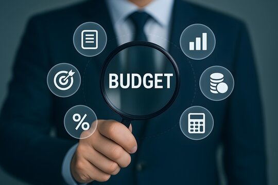 Finance professional analyzing business budget structure for cost optimization