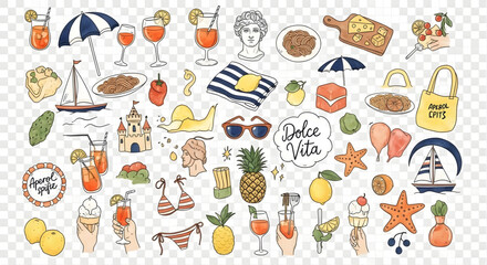 Italian summer vacation elements set