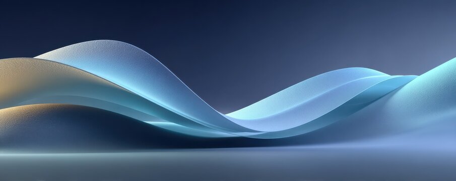 Abstract blue waves: smooth, flowing forms in a minimalist digital landscape