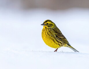 Yellow Bird on Snowy Ground