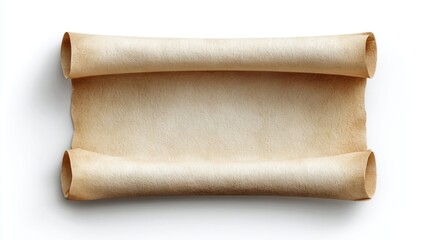 Vintage parchment scroll on white background, perfect for adding text or design