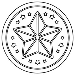 Obraz premium Line art of a Star emblem surrounded by smaller stars inside a circle
