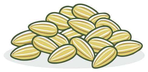 Pile of Roasted Sunflower Seeds, Delicious Nutritious Snack for Healthy Eating