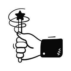 An amazing hand drawn icon of magic wand