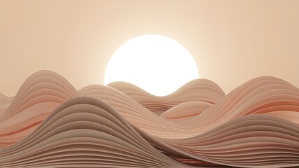 “Serene Layered Horizon Waves in Minimal Sunset Glow”