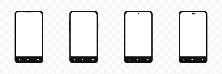 Realistic smartphone blank screen, phone mockup isolated on transparent background. Template for infographics or presentation UI design interface .Vector illustration. EPS 10 .