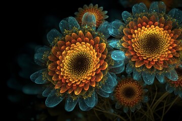 Abstract Fractal Flowers Glowing Acid Trip Energy Psychedelic Art Trippy Neon Digital Design