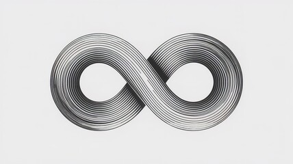 Black and White Infinity Symbol Design: Continuous Line Graphic Representation of Endless Possibilities.