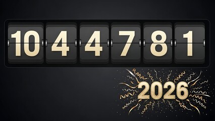 Countdown to 2026 with a vintage flip number display.