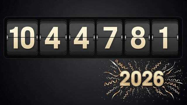 Countdown to 2026 with a vintage flip number display.