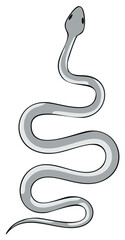 Obraz premium Curving Gray Snake Illustration With Black Outline and Simple Design