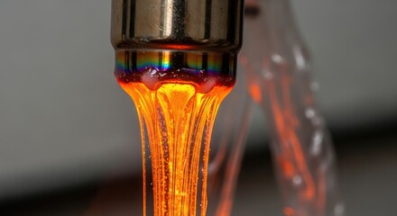 Illuminated tap: An artistic presentation of liquid flow with bright orange hues