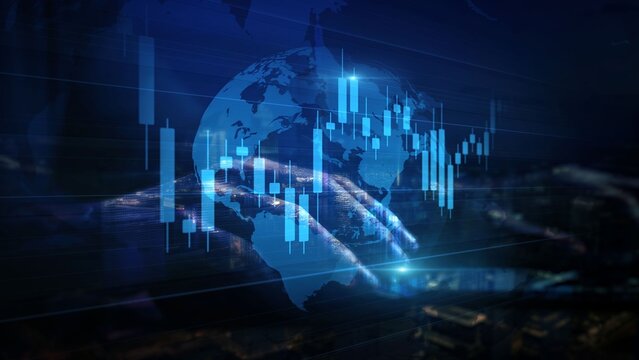 Global Market Data with Abstract Digital Earth and Graph Overlay