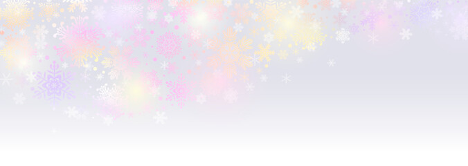 暖かい色合いの幻想的な冬の背景イラスト　雪の結晶のイルミネーション