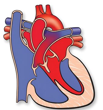 Medical illustration of ventricular septal defect (VSD) showing congenital heart anatomy on white background