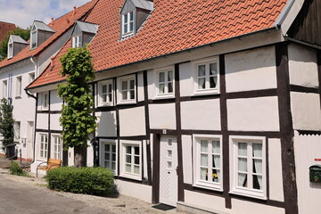 Fototapeta premium Historisches Fachwerkhaus im Zentrum der Stadt lippstadt in Nordrhein-Westfalen