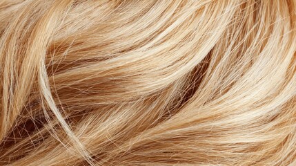 Fototapeta premium Close-up of blonde hair texture, showing strands and natural highlights