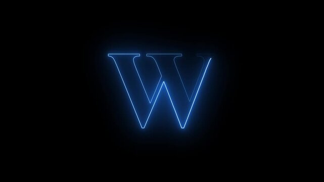 Glowing Neon Alphabet W Text Icon Animation with a Bright Futuristic Light Effect for Digital Media Branding Motion Graphics and Creative Stock Footage