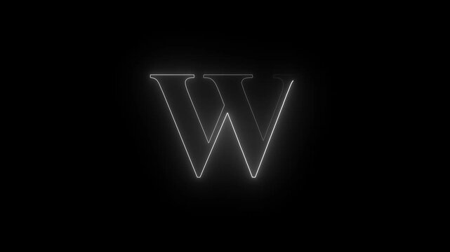 Glowing Neon Alphabet W Text Icon Animation with a Bright Futuristic Light Effect for Digital Media Branding Motion Graphics and Creative Stock Footage